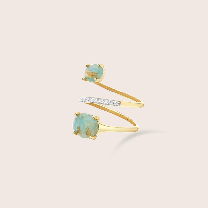 Anel Ouro 18k com Quartzo Rutilado | Ipanema Mar