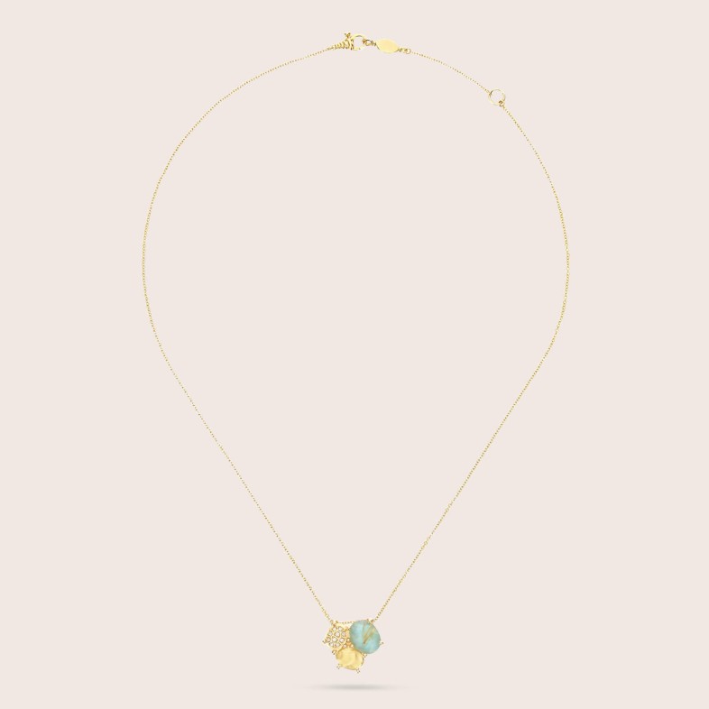 FIO COM PENDENE 18K/RUTILE QUARTZ/DIAM.