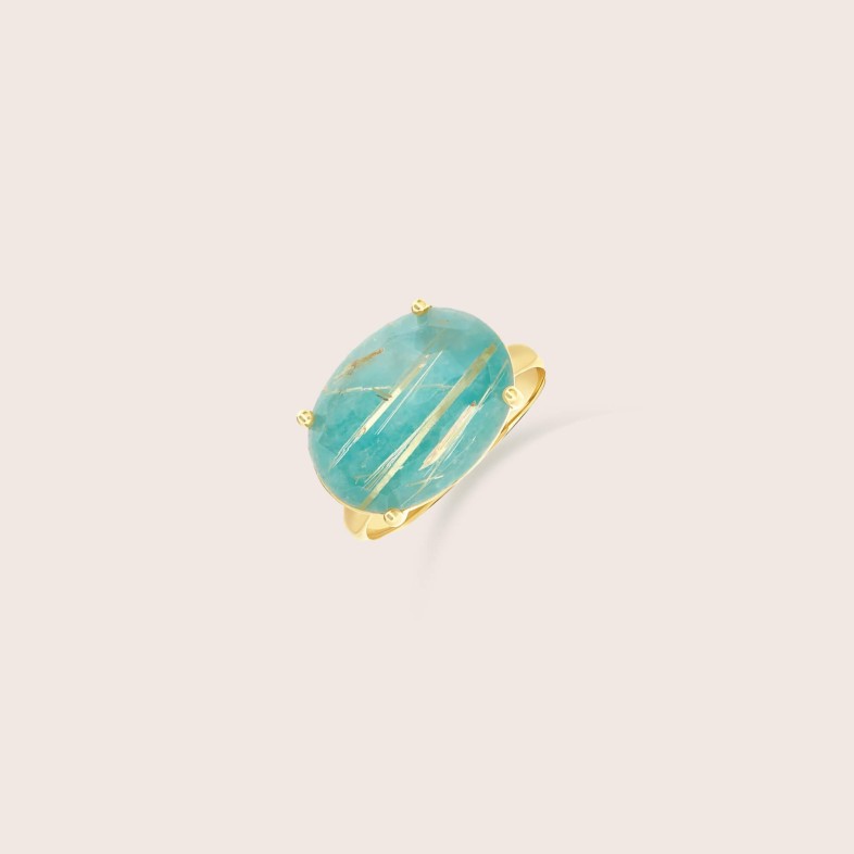 Anel em Ouro 18k com Quartzo Rutilado | Ipanema Mar