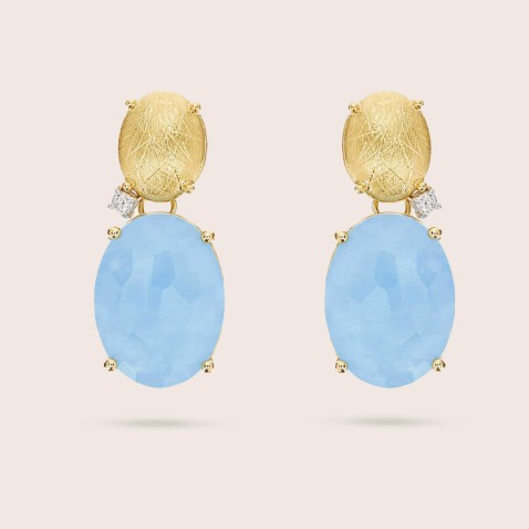 Ipanema | Acquamarine Cabochon and Diamond Earrings