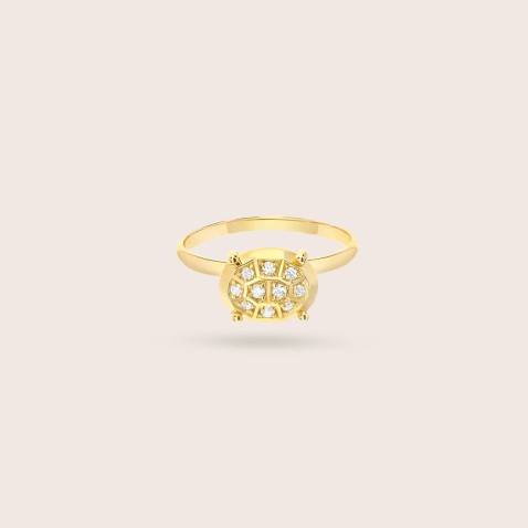 Soiltaire Ring in Polished Gold with Diamonds