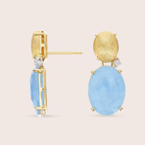 Ipanema | Brincos guas Marinhas Cabochon e Diamantes