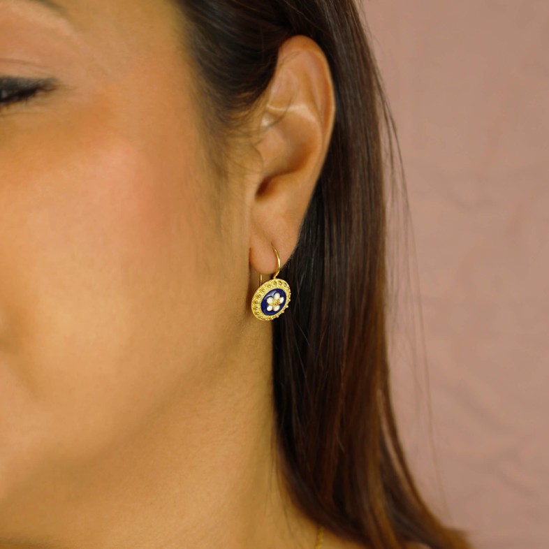 Gold-plated Sterling Silver Enamel Earrings | Rosas Portuguesas