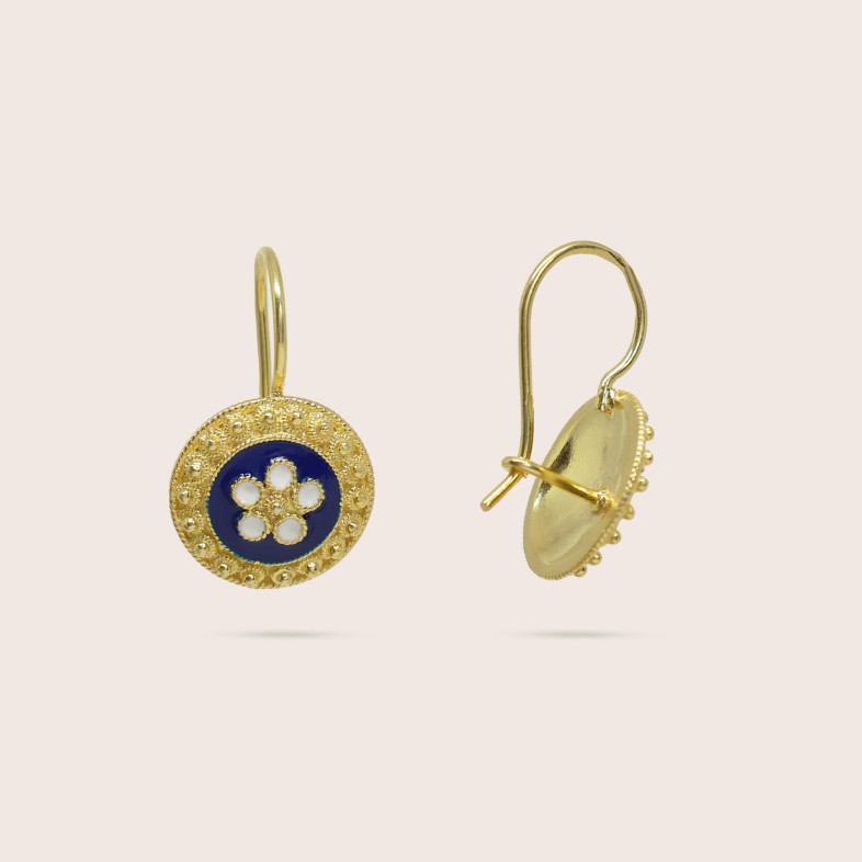 Gold-plated Sterling Silver Enamel Earrings | Rosas Portuguesas