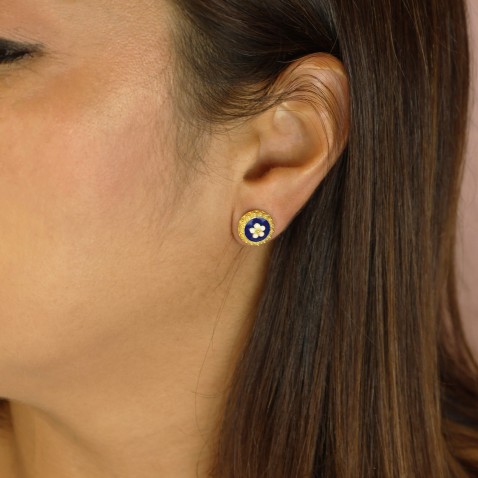 Gold-plated Sterling Silver Enamel Earrings | Rosas Portuguesas