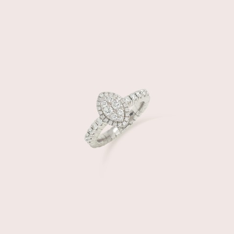 Anel de Noivado Ouro Branco 18K