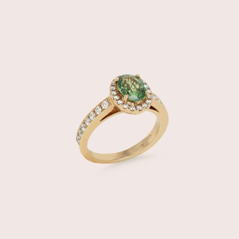 Anel Noivado Ouro 18k Safira Verdes | Cores Preciosas