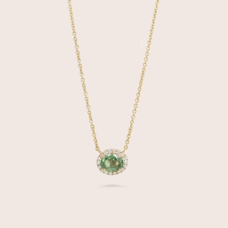 Fio com Pendente Ouro 18K com Diamantes e Safira | Special Moments