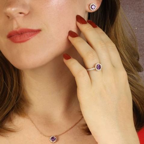 18k Gold Amethyst Engagement Ring