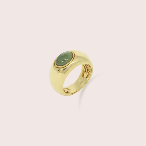 Anel Ouro 18K Moldavita e Madreprola | Circles