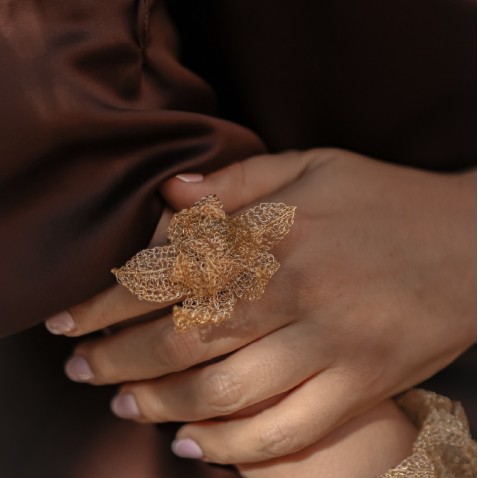 Anel Prata Dourada | Crochet