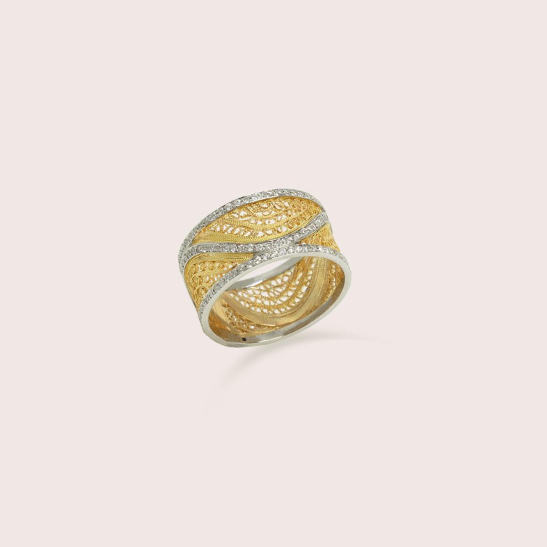 19.2K GOLD FILIGREE RING | Diamond Filigree