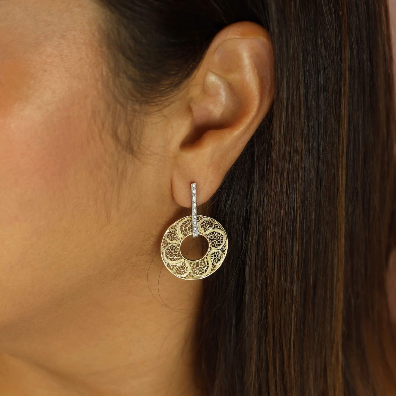19.2K Gold Filigree Earrings | Diamond Filigree