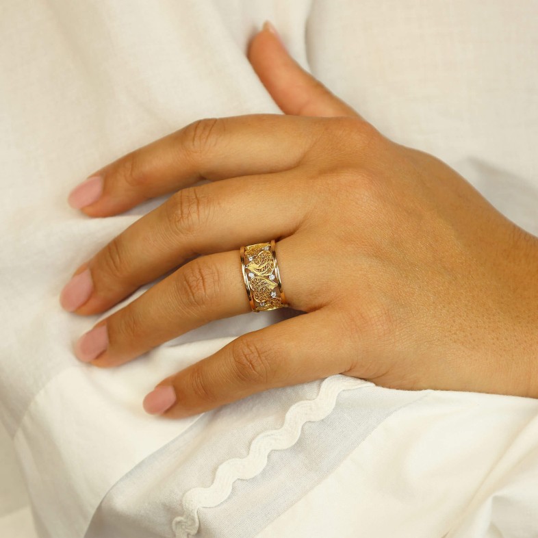 19.2K GOLD FILIGREE RING | Diamond Filigree