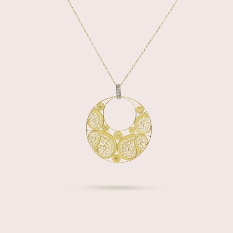 19.2K GOLD PENDANT NECKLACE | DIAMOND FILIGREE