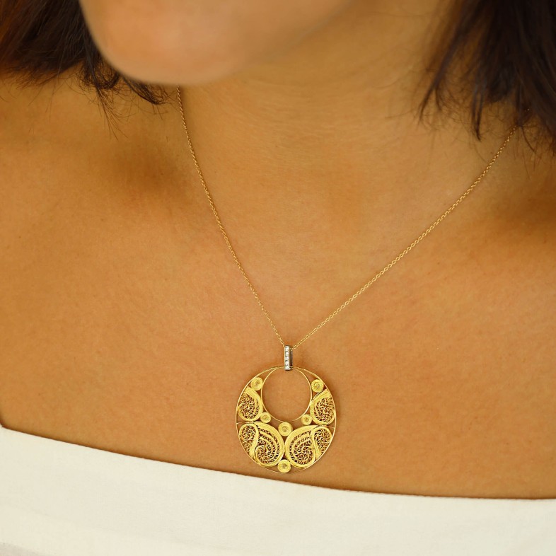 FIO COM PENDENTE OURO 19,2K | DIAMOND FILIGREE