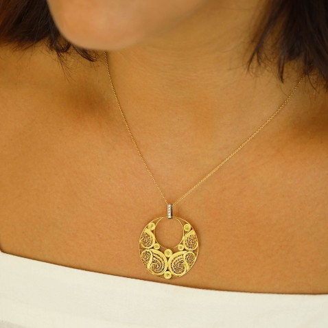 19.2K GOLD PENDANT NECKLACE | DIAMOND FILIGREE