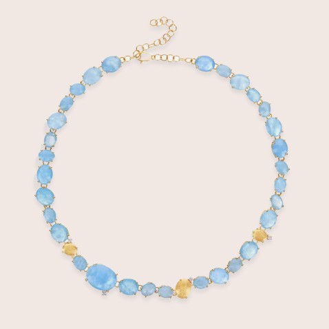 Ipanema | Acquamarine Cabochon and Diamond Necklace