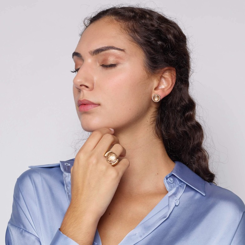 DECO FILIGREE | Rock Crystal and Diamond Earrings