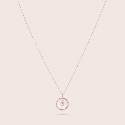 Colar madreprola e diamantes