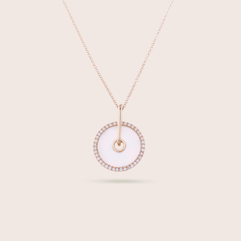 Colar madreprola e diamantes