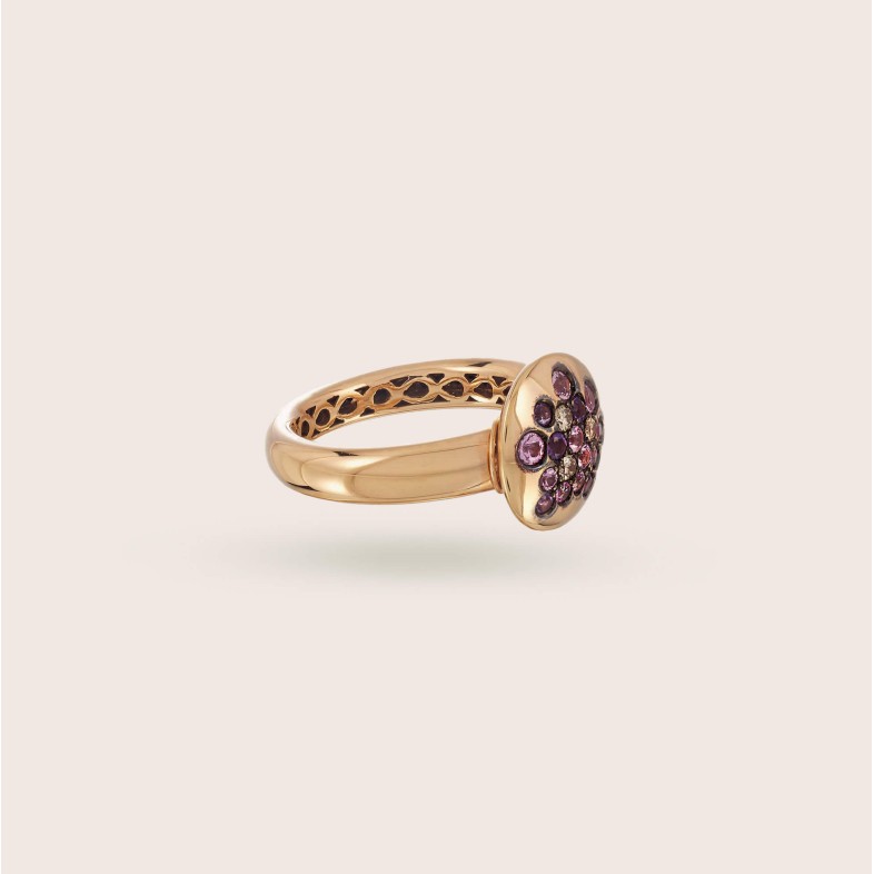 Dahlia | Anel com Safiras, Ametistas e Diamantes castanhos