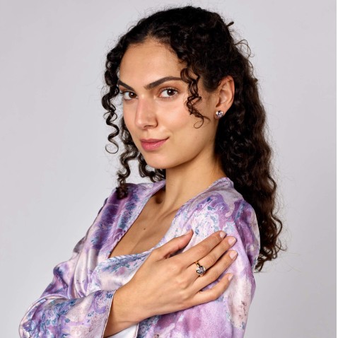 Dahlia | Anel com Safiras, Ametistas e Diamantes castanhos