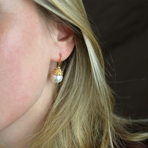 Earrings Gold-plated Silver and Pearl