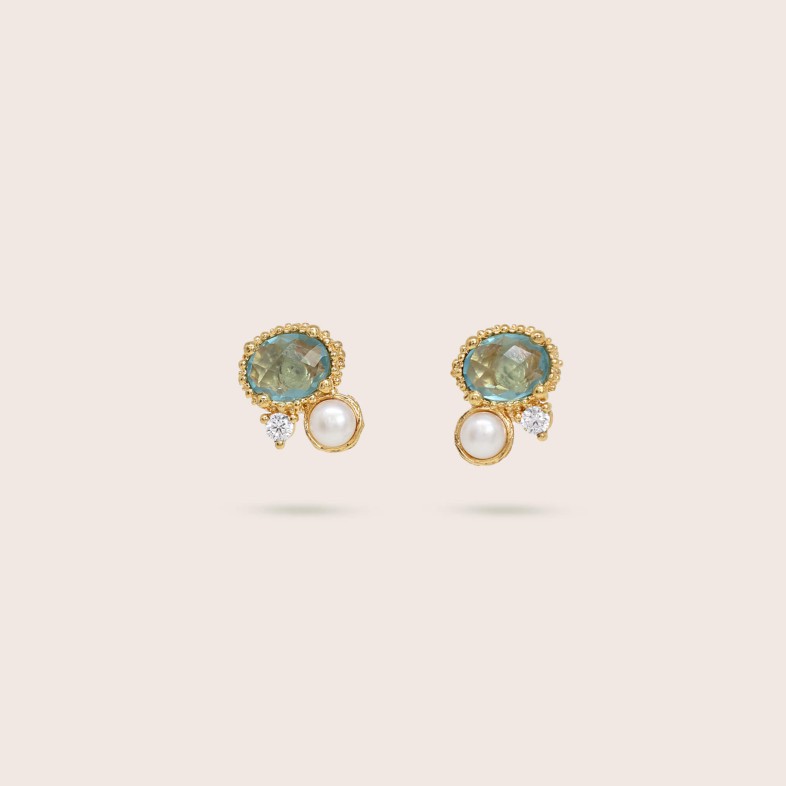 Gold-plated Silver Earrings with Stones