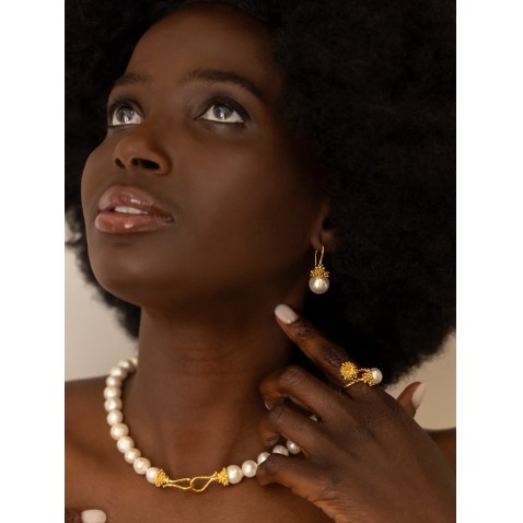 Earrings Gold-plated Silver and Pearl