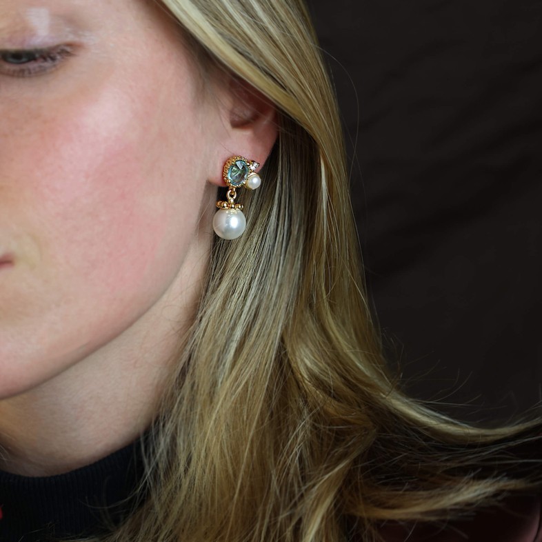 Gold-plated Silver Earrings with Stones