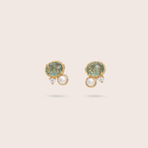 Gold-plated Silver Earrings with Stones
