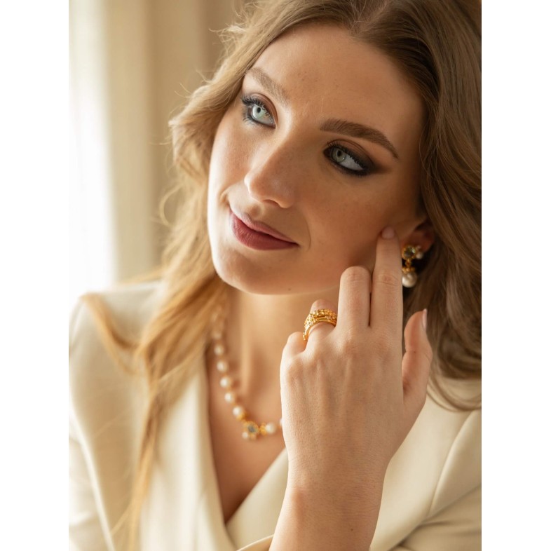 Gold-plated Silver Earrings with Stones