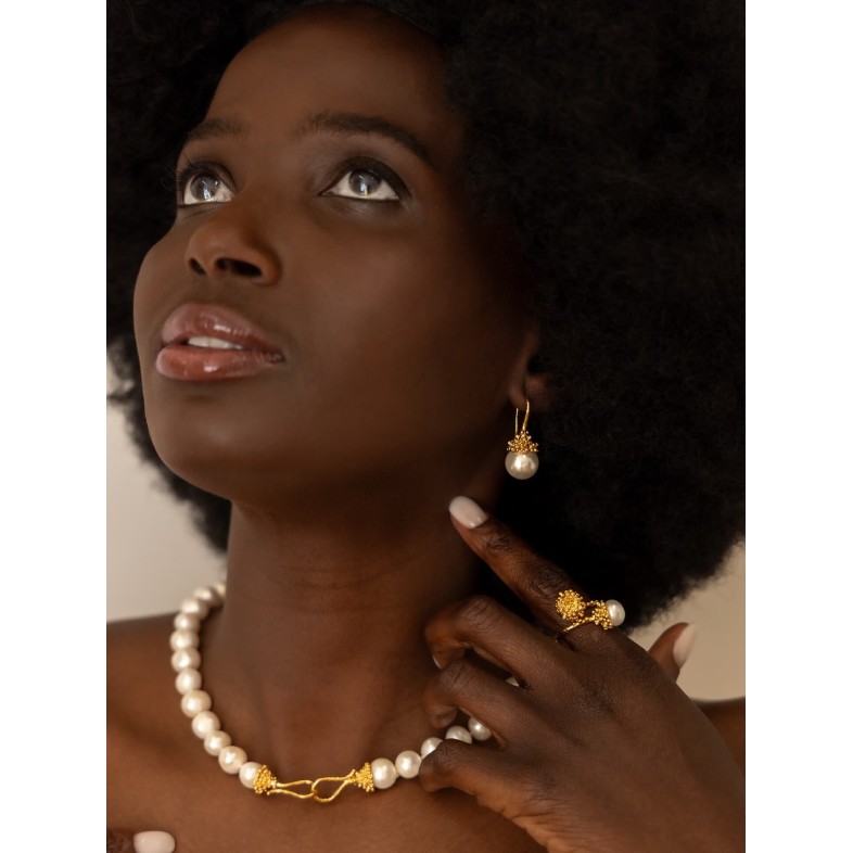 Earrings Gold-plated Silver and Pearl