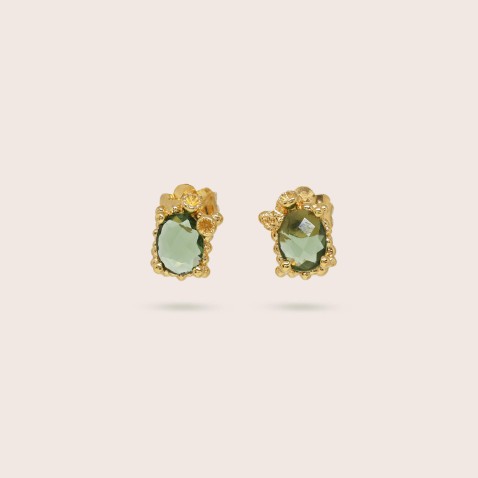 Gold-plated Silver Earrings and Green Quartz
