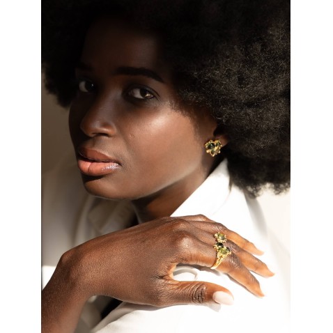 Gold-Plated Silver Earrings with Prasiolite