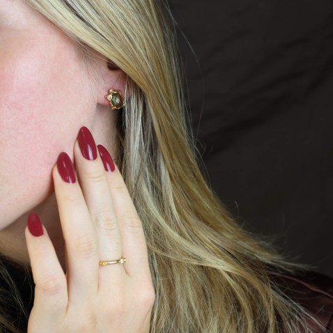 Gold-plated Silver Earrings and Green Quartz