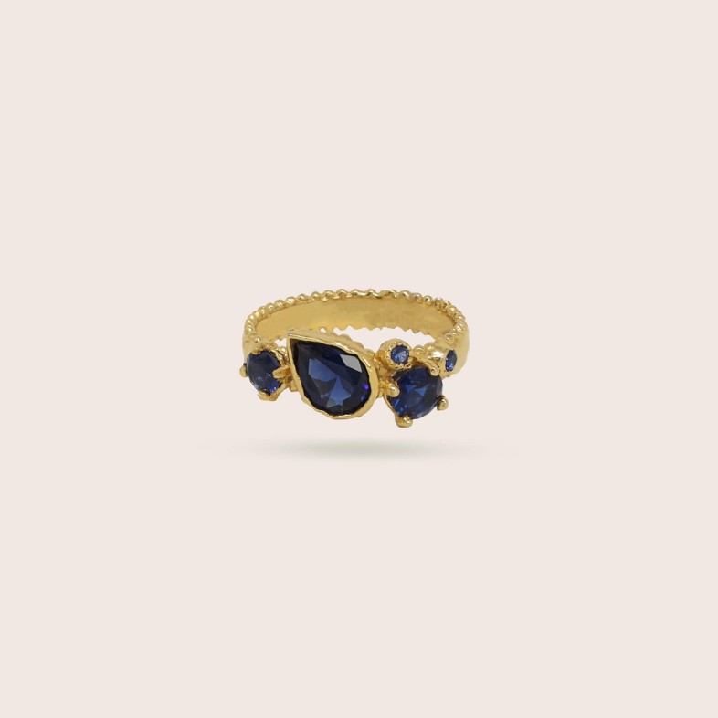 Gold-plated Silver Ring with Crystals