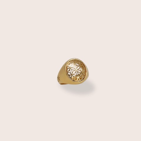 Silver Gold Flower of Life Ring