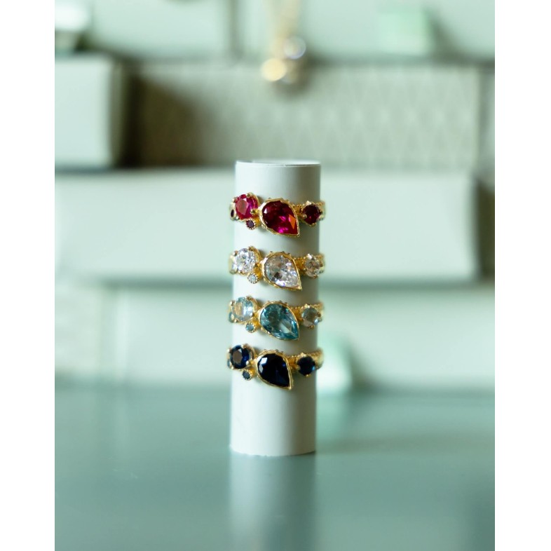 Gold-plated Silver Ring with Crystals