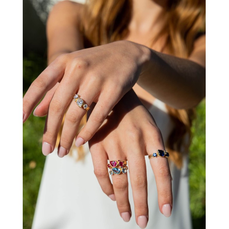 Gold-plated Silver Ring with Crystals