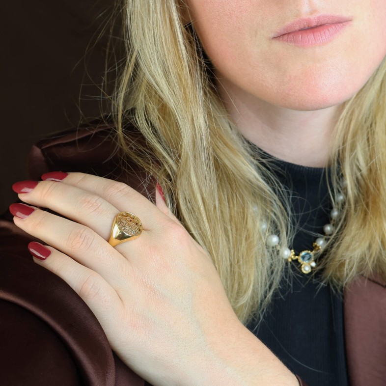 Silver Gold Flower of Life Ring