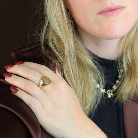 Anel Prata Dourada Flor da Vida