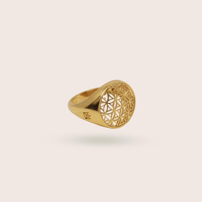 Silver Gold Flower of Life Ring
