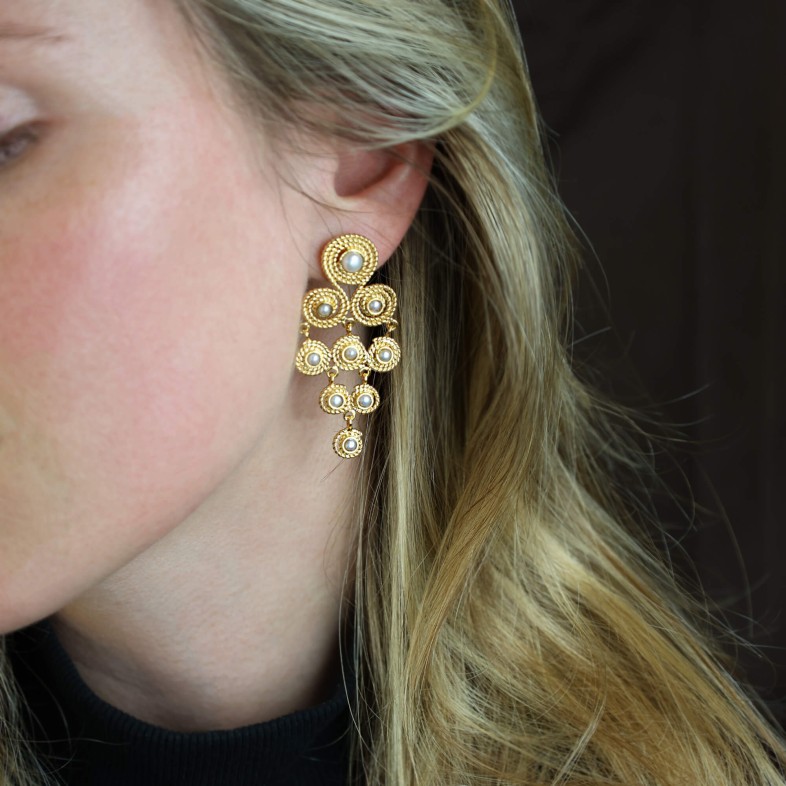 Gold-plated silver Earrings with Pearls