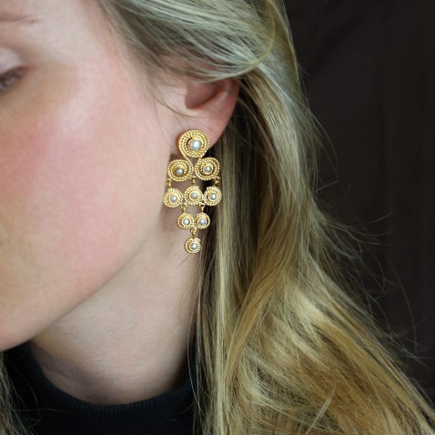 Gold-plated silver Earrings with Pearls