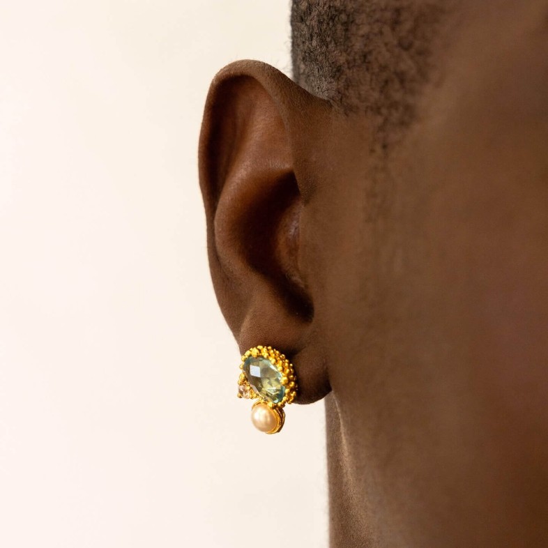 Gold-plated Silver Earrings with Stones