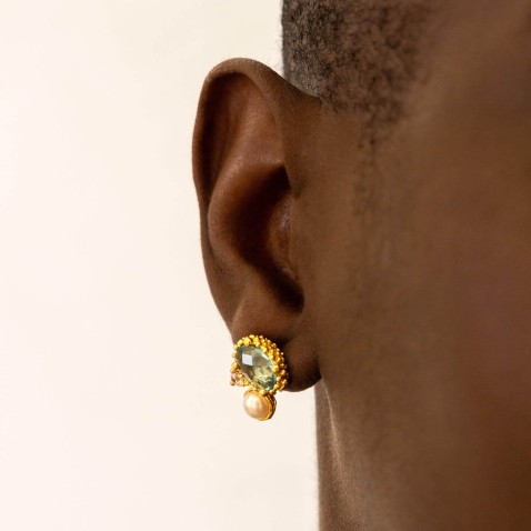 Gold-plated Silver Earrings with Stones