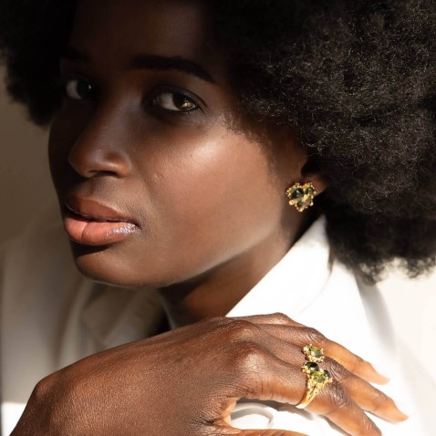 Gold-plated Silver with Prasiolite