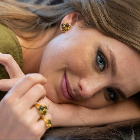 Brincos Prata com Prasiolite